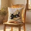 Cute Floral Black Cat Book Throw Cushion Cover, Wildflower Kitty Graphic Printed Pillowcase, Farmhouse Decor Cover for Daily Bed