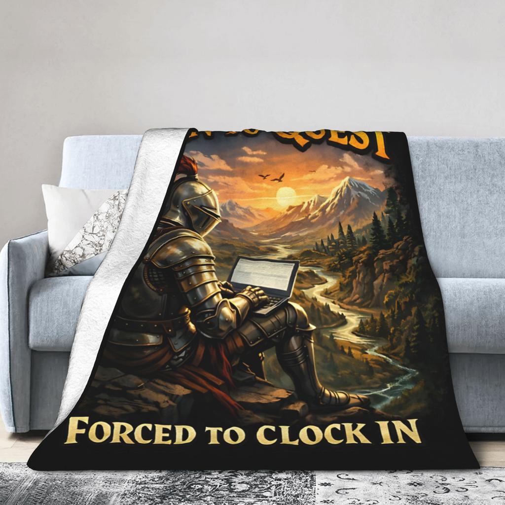 Born to Quest Forced to Clock in Blanket Fleece Summer Air Conditioning   Multifunction Super Warm Throw Blankets Bedspreads