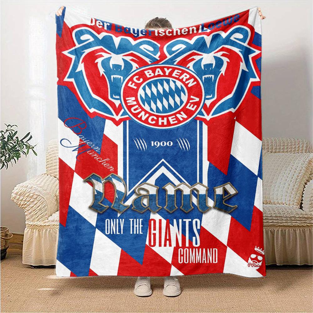 Custom Name Bayern Munich Theme Printed Blanket Perfect For Couch Bed Travel Outdoor Use Machine Washable Cozy Durable