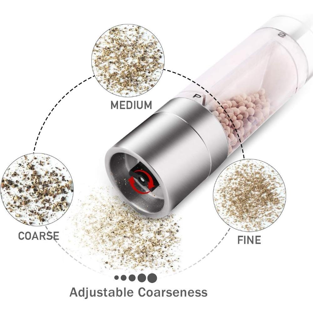 2 In 1 Salt and Pepper Grinder Manual Stainless Steel Salt Pepper Mill Herb Spice Grinder Shakers Bottles Kitchen Tools