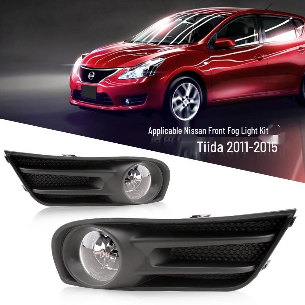Nissan Tiida 11-14 Fog Light Assembly Set: Headlight Bumper & Daytime Running Lights