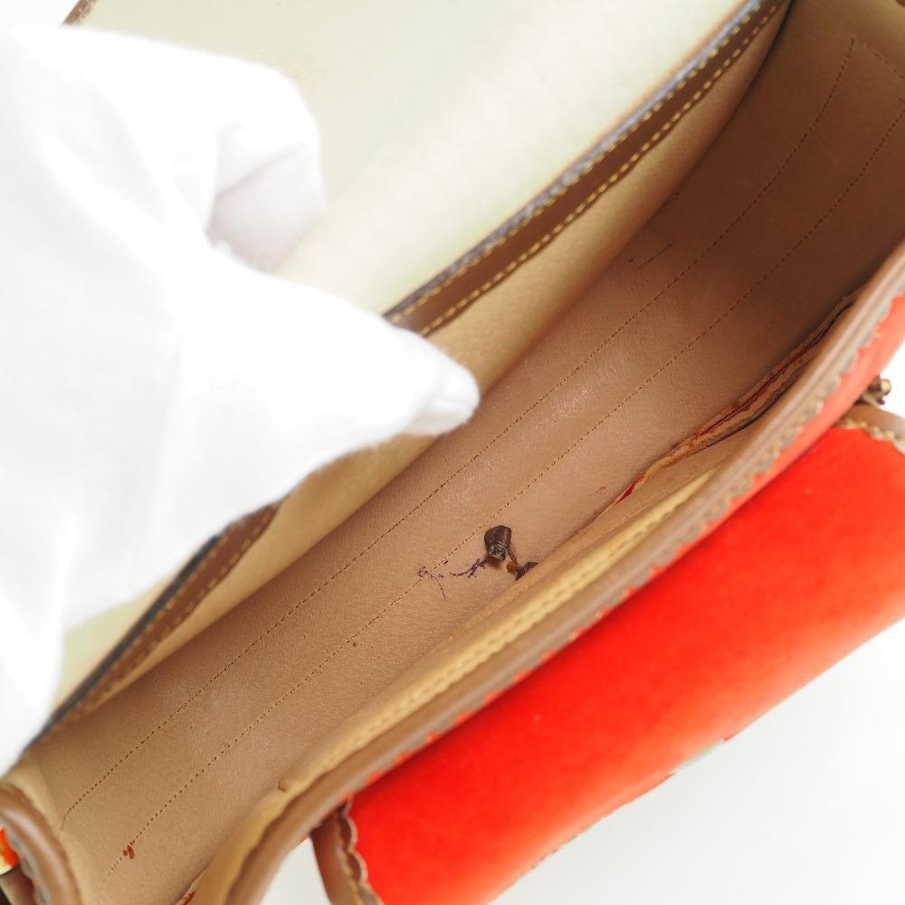 LOEWE Seville collection Shoulder Bag anagram Orange/Brown Suede/leather Women Used