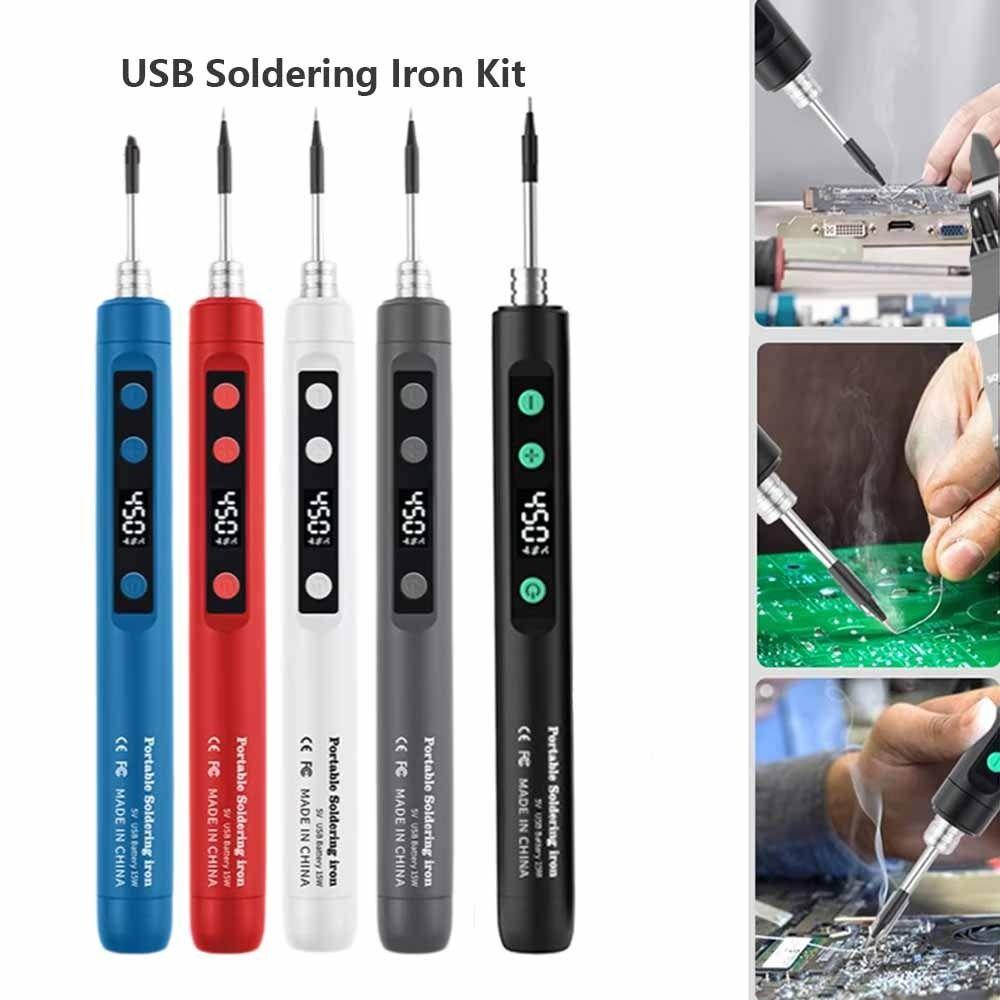 Cordless USB Soldering Iron Adjustable Temperature Welding Tool Kit Pen Electronics Repair