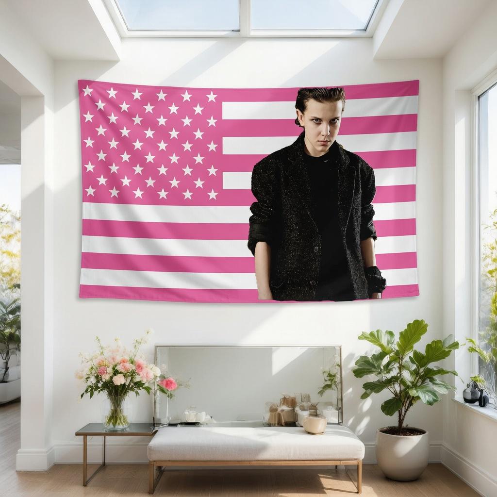 

Pink 11 USA Flag Tapestry Wall Hanging Retro Girl Print Aesthetic Decor for Bedroom Dorm Living Room 74x94cm(29x37in)