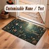 Mushroom Forest Theme Crystal Velvet Floor Rug Personalized Custom Name Text Warm Carpet Home Decoration