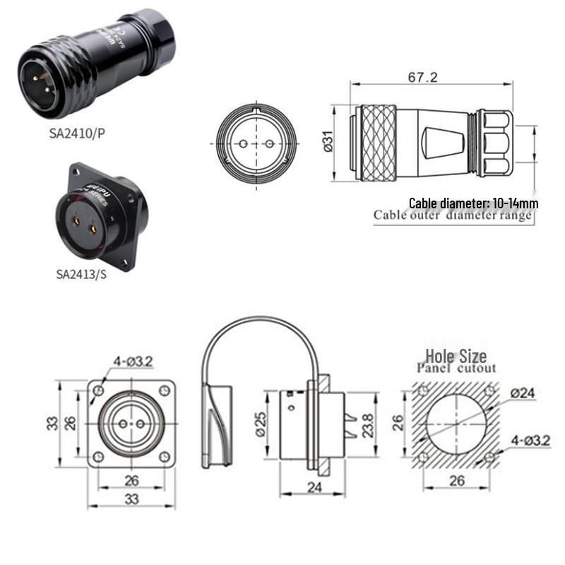 WEIPU SA242349 19-Pin Aviation Connector Plug Socket