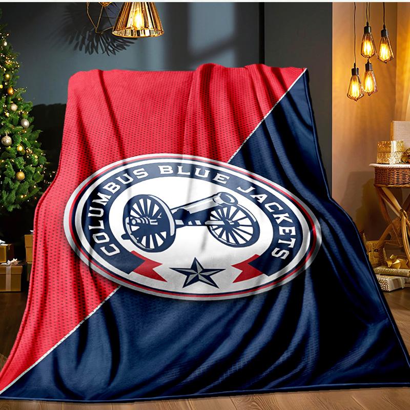Columbus Blue Jackets Logo Blanket Flannel Throw for Sofa, Indoor, Camping, Living Room, Office, Chair, And Bed Soft Birthday Gift