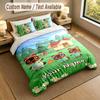3Pcs Bedding Set Custom Name Text, 1 Sheet 2 Pillowcases Home Bed DecorAnimal Crossing