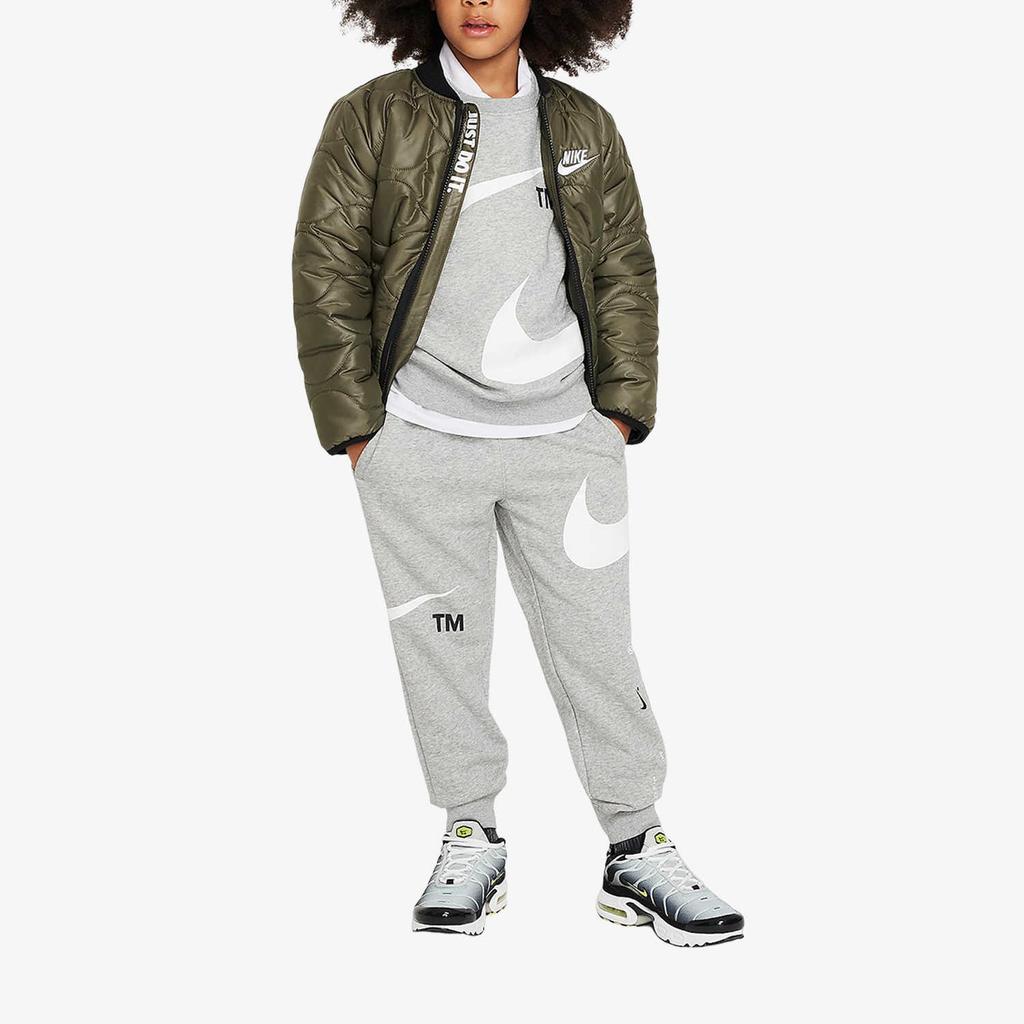 Nike Bukser med trykk, lav midje og oppbrettede ben for barn, mørkegrå DO3601-063