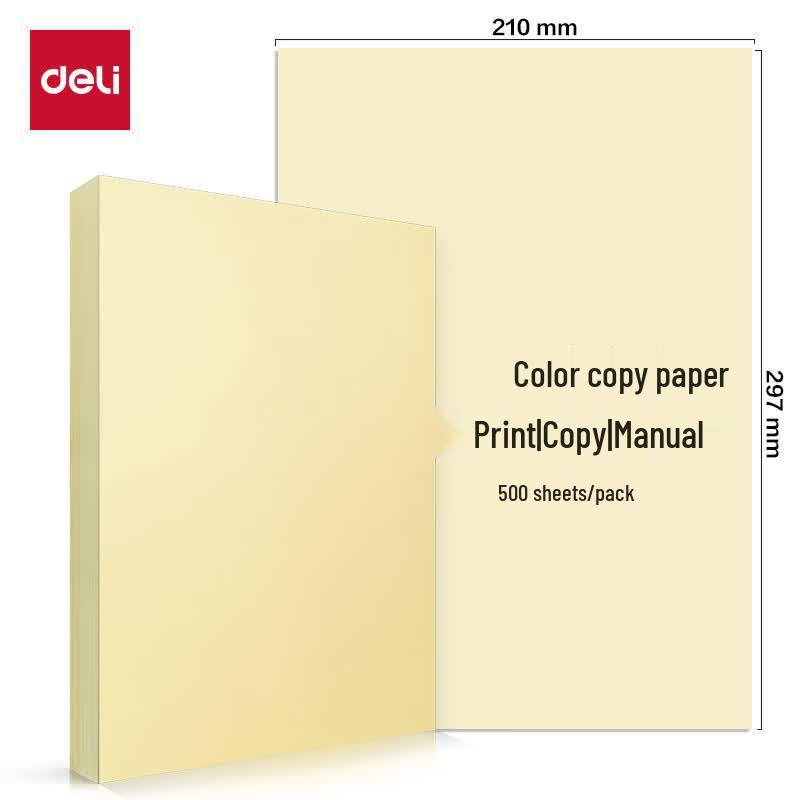 Deli A4 70g Light Yellow Colored Copy Paper