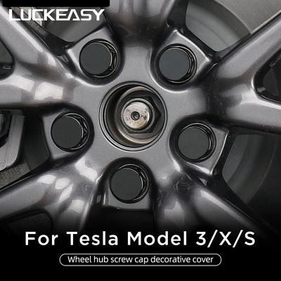 LUCKEASY For Tesla Model 3 Model X Model S 2017-2023 Wheel Hub Screw Cover Kit Car Accessories Wheel Nut Caps 20Pcs/Set
