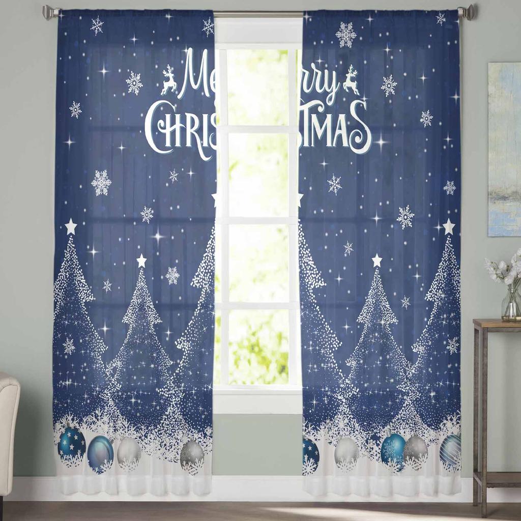 Jul Vinter Bal Gardiner För Vardagsrum Sovrum Hemdekoration Fönster Voile Tyllgardin Draperier