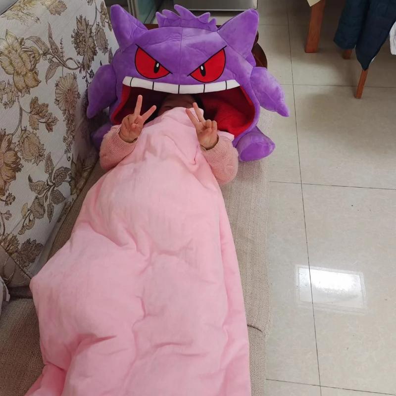 Pokemon Gengar Peluche Lingua Grande Periferica Anime Gengar Taglia Grande Cuscino per Dormire Coperta Nap a Doppio Uso Giocattolo di Peluche Imbottito