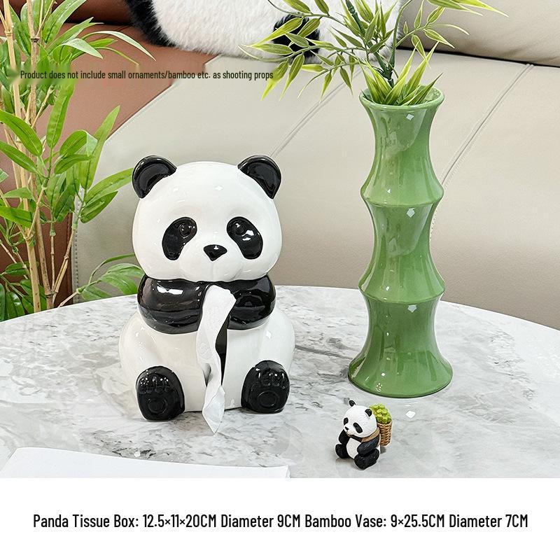 Panda Ceramic Tissue Box Holder - Creative Cartoon Napkin Dispenser for Living Room Decor
