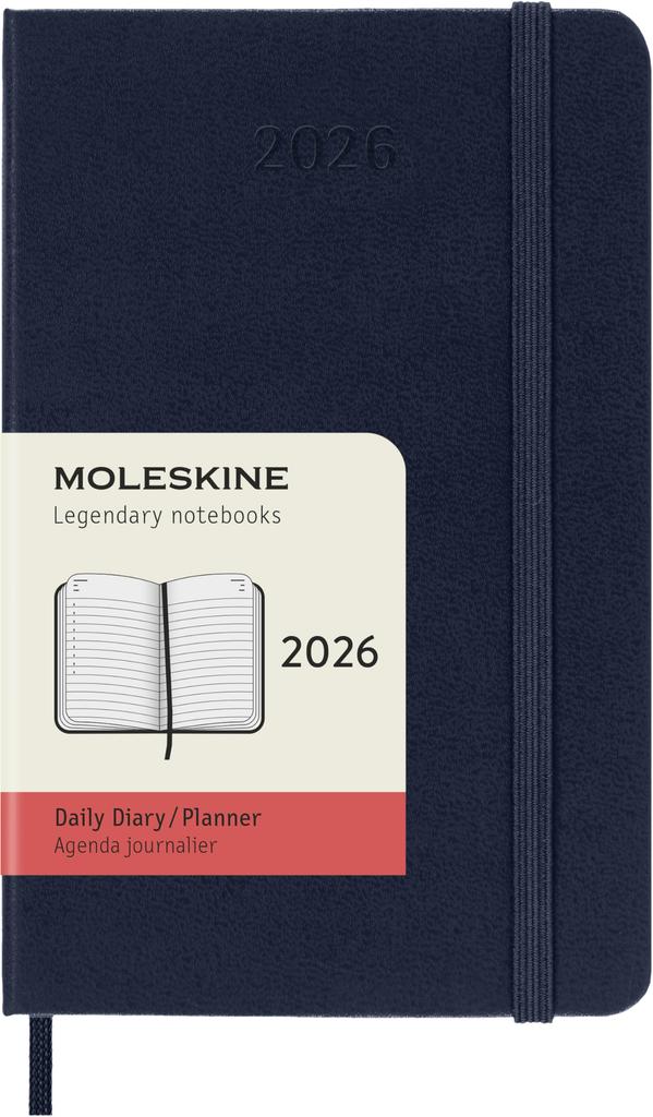 Moleskine 2026 January Daily Pocket Size x Sapphire DHB2012DC2Y26 Planner, Start, 12-Month Diary, (9cm 14cm), Hardcover, Blue,
