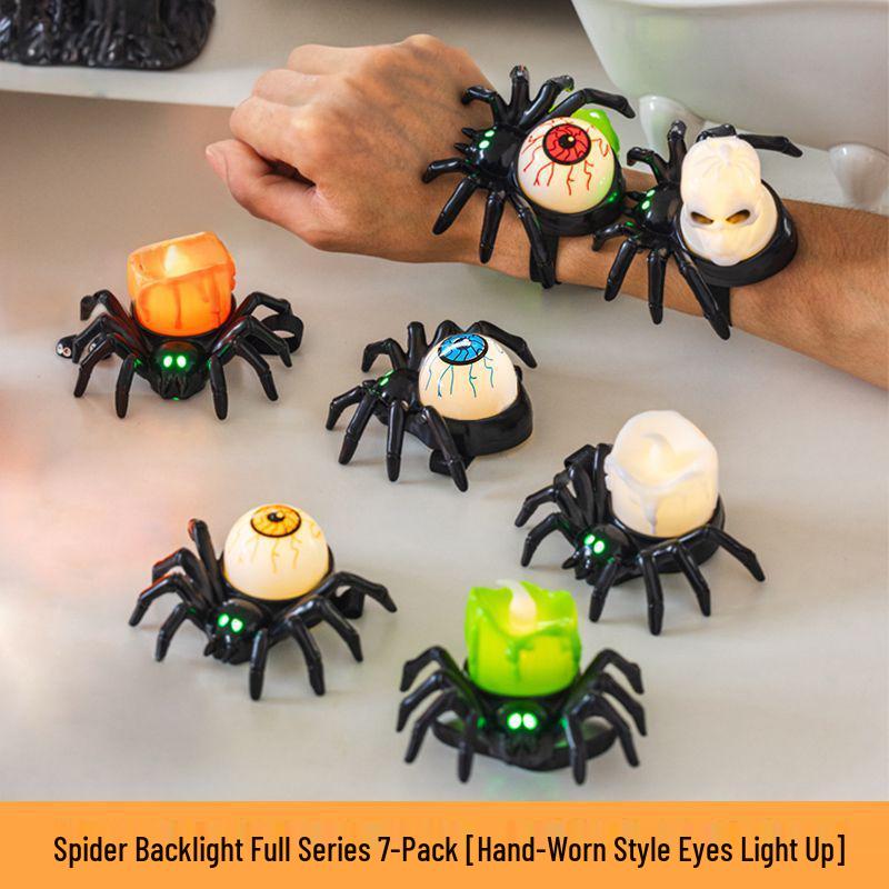 Halloween Aufleuchtendes Spinnen-Armband & Kürbislaterne für Kinder