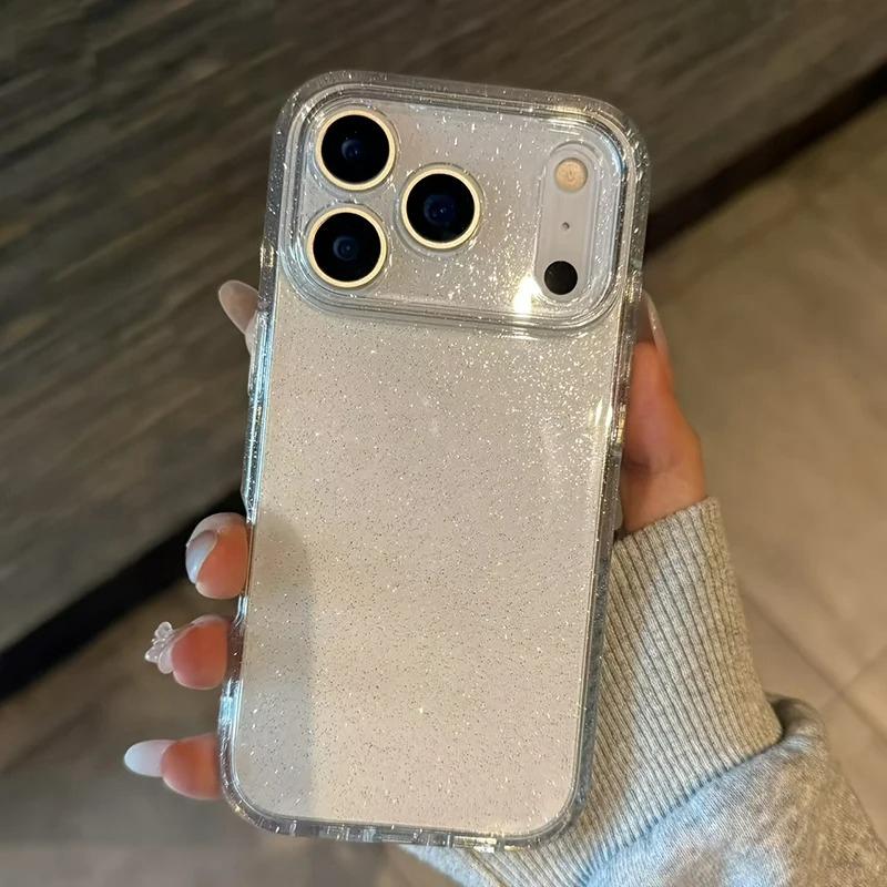 Soft Silicone Glitter Transparent Phone Case for iPhone 11 12 13 14 15 16 17 Pro Max Plus Air Clear Bumper Cases Cover