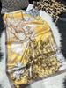 BYSIFA|New Khaki Yellow Silk Scarf Printed Winter Elegant Peony Design Long Scarves Shawls Fashion Brand Head Neck Scarves Capes