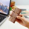 Walnut & Beech Wood Business Card Holder with Brass Accents