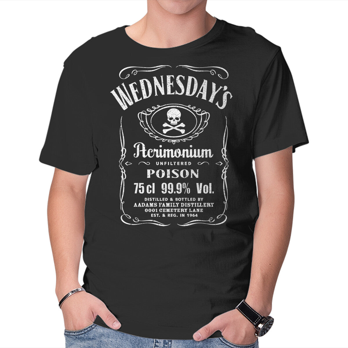 Unisex Crew Neck T-Shirt Wednesday s Acrimonium Graphic Short Sleeve Casual Tee XS
