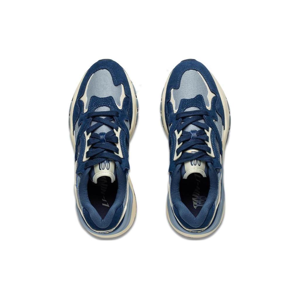 Li Ning 001 Mountains And Seas Slip Resistant Abrasion Resistant Low top Casual Shoes Men's Blue Gray AZGT007-3