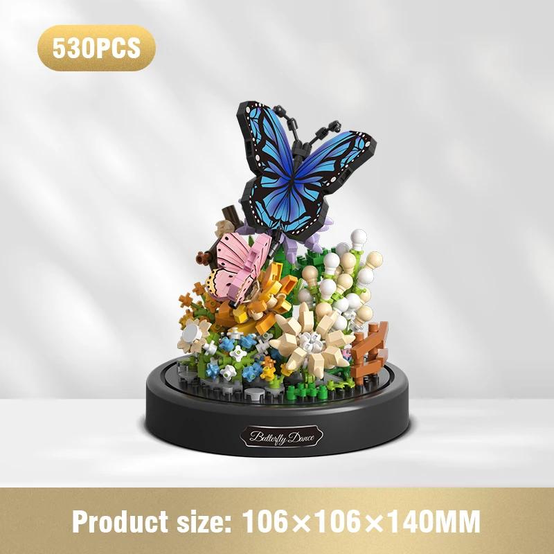 Micro Building Block Flower with Dust Cover Mini Eternal Life Bouquet Assembling Toys for Kid Brick Ornament Decor Romantic Gift
