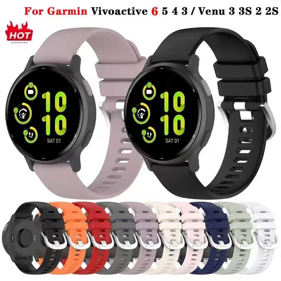 Bracelet en Silicone 18mm 20mm 22mm Pour Garmin Vivoactive 6 5 4 4s Montre Venu 4 3 2 2s SQ Forerunner 265 165 Bracelet Wristband 3
