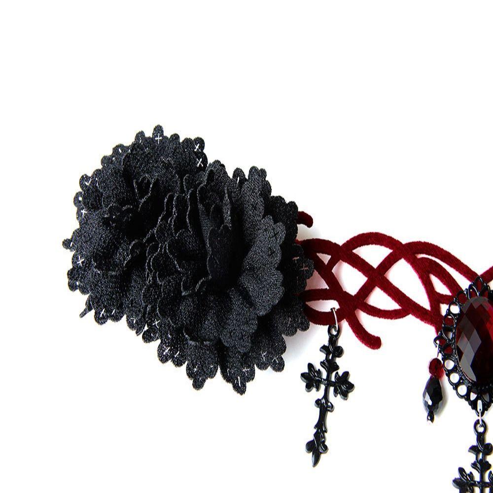 Black Veil Women Crown Lace Cross Gothic Hair Clip New Witch Crown  Halloween