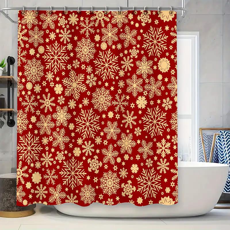 

Christmas Snowflake Shower Curtain with Gold Pattern for Bathroom Decor Printed Fabric Waterproof Home Supplies in Bath from Hom 90x180cm