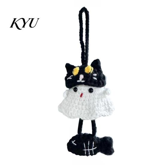 Halloween Gift Ornament Decoration Handmade Crochet Ghost Keychain, Cute Plush Animal Charm for Bags Fashionable Key Keys, Spooky Festive Knitted with