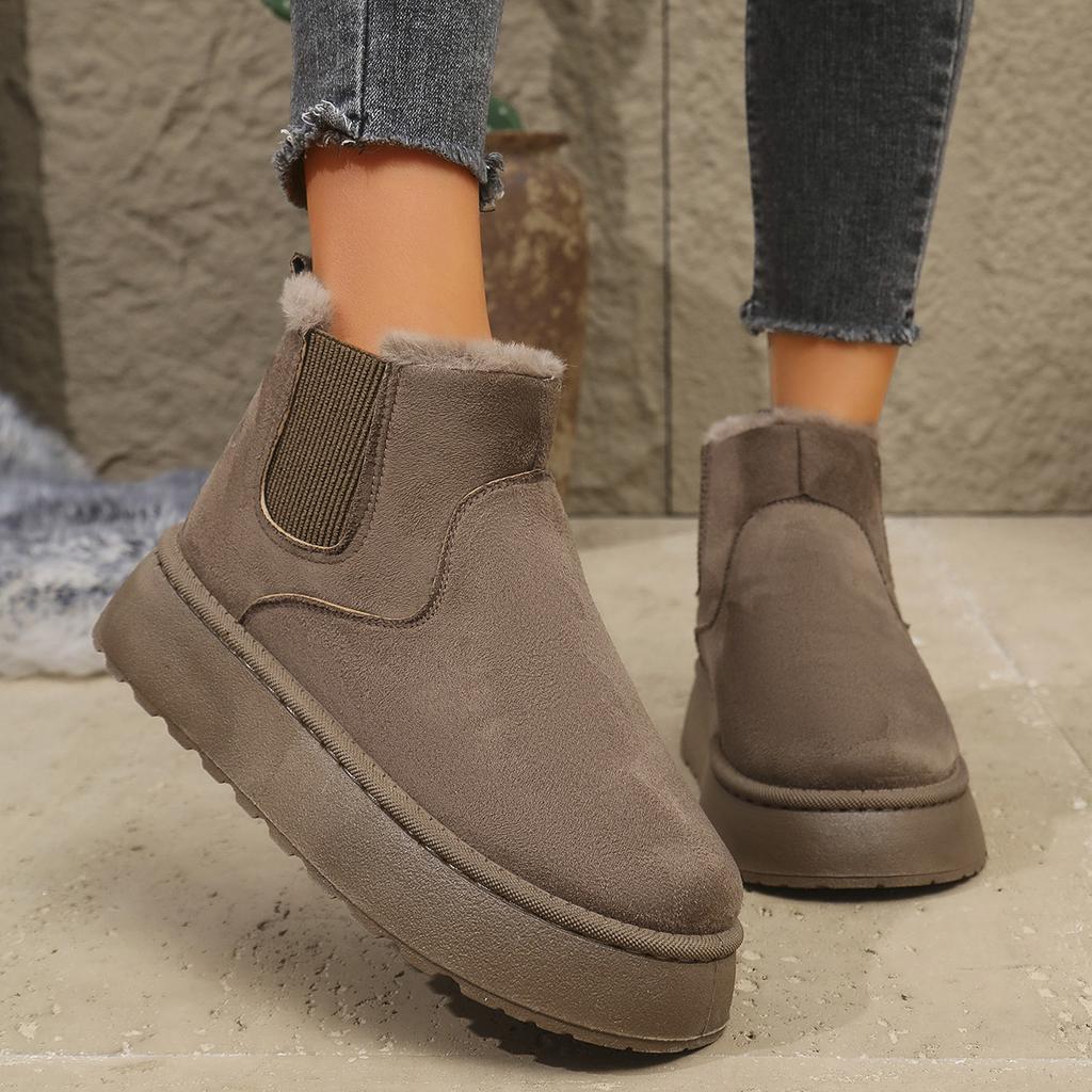 Fashion 2024 Women Trend Outdoor Slip On Winter Round Toe Shoes Comfortable Warm Water Proof Short Barrel Snow Boots Shoes for Women