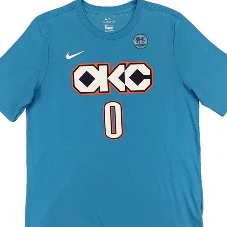 Nike Colaborare NBA Tricou Dri-Fit Oklahoma City Thunder Russell Westbrook Copii Topuri Albastru 9Z2B7BAWZ-THURW