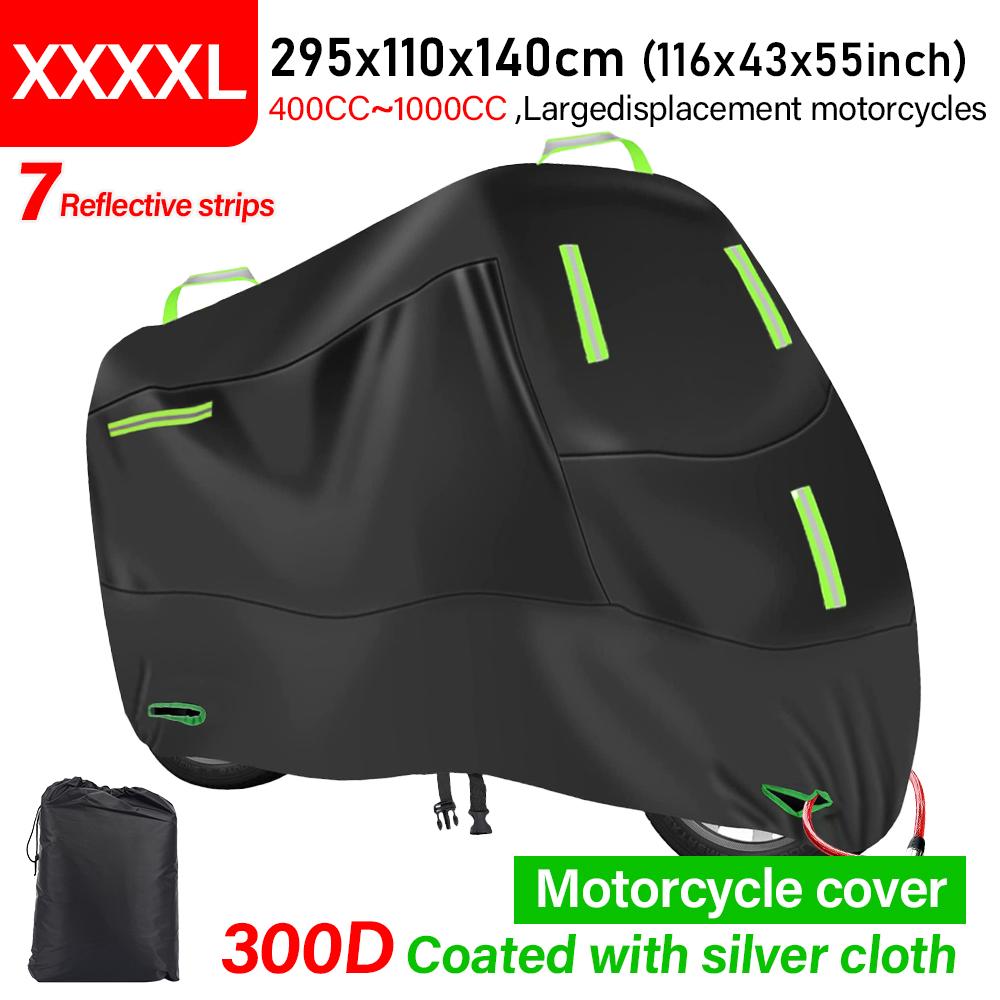 300D Motorcycle Cover Waterproof All Season Dustproof UV Protective Outdoor Indoor Scooter Wear-resistant Fabric Motorbike Cover