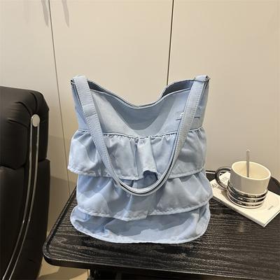 Korejská sukně volán látková taška dámská 2025 nová trendy módní niche tote bag velkokapacitní taška přes rameno