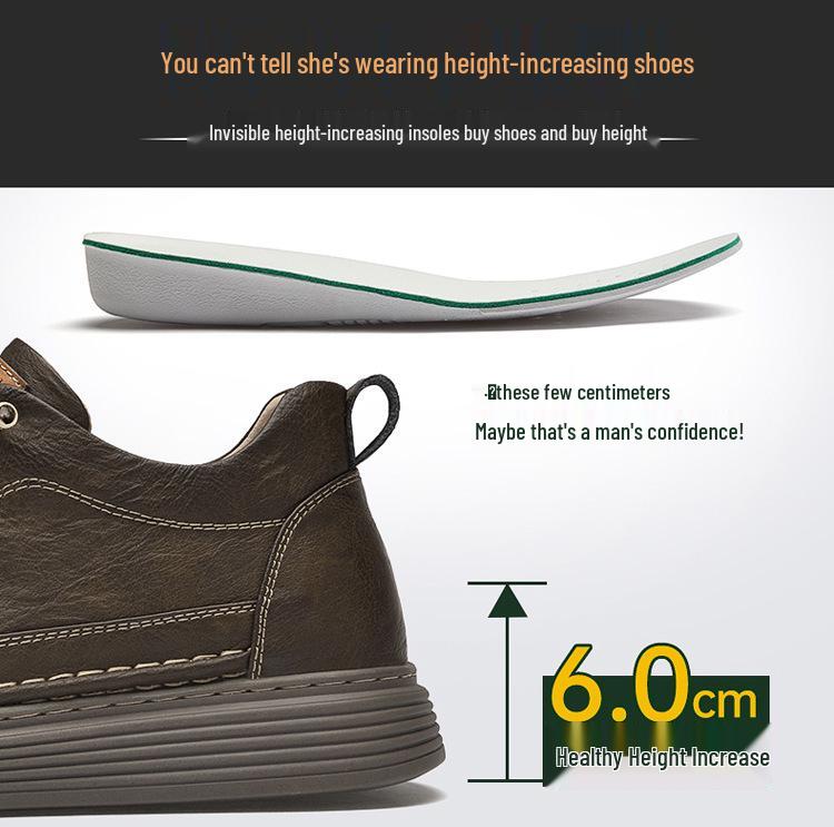 Men's Retro High-Top Sneakers | Thick-Soled, Casual, Invisible 6cm Height Boost, Autumn Trend
