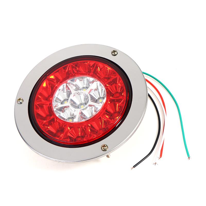 16 Led Car Round Amber Red Taillights Rear Stop Brake Running Reverse Lamp