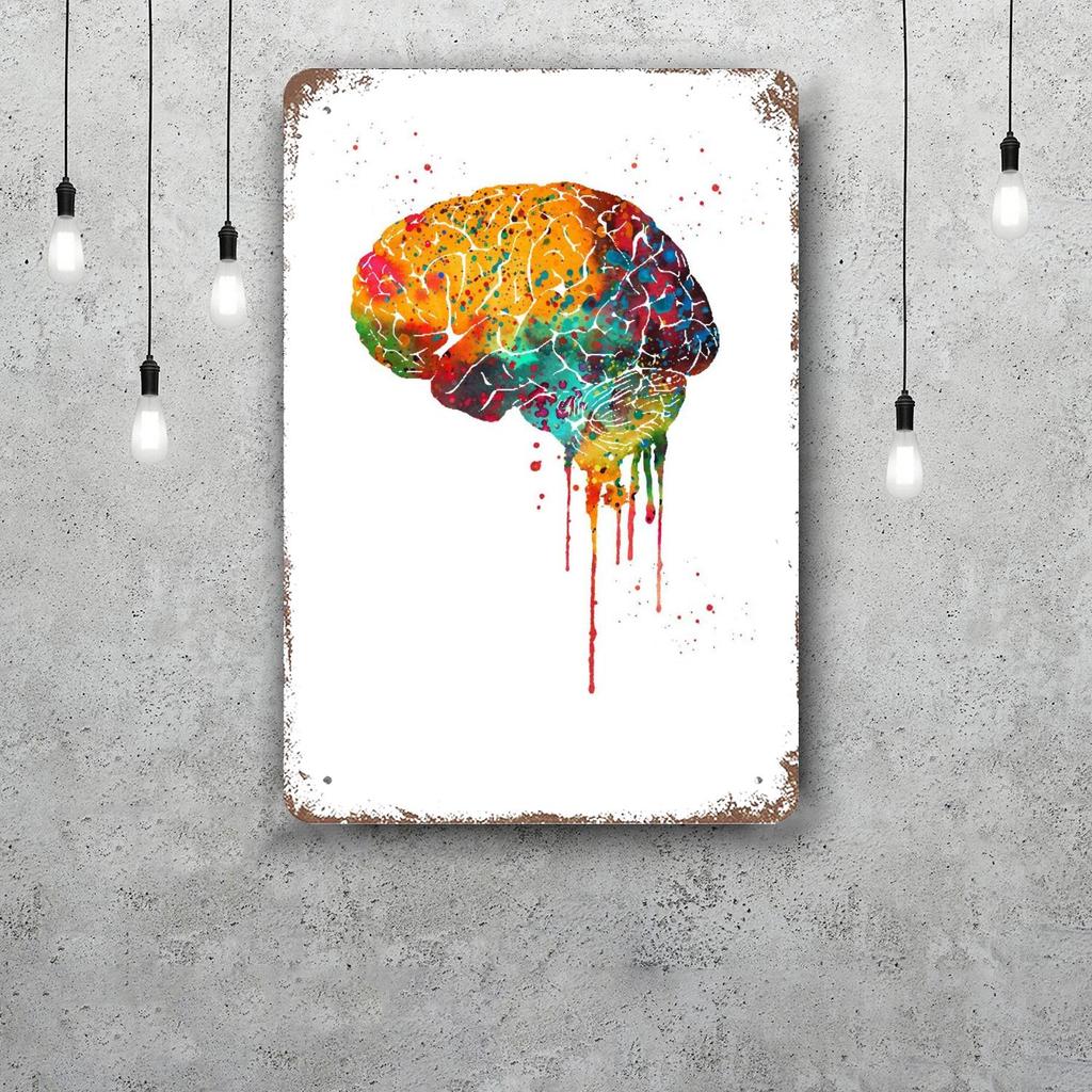 Brain Funny Bar Metal Sign Retro Plaque Vintage Sign Alcohol Drinker Pub Club Man Cave Kitchen Wall Decoration