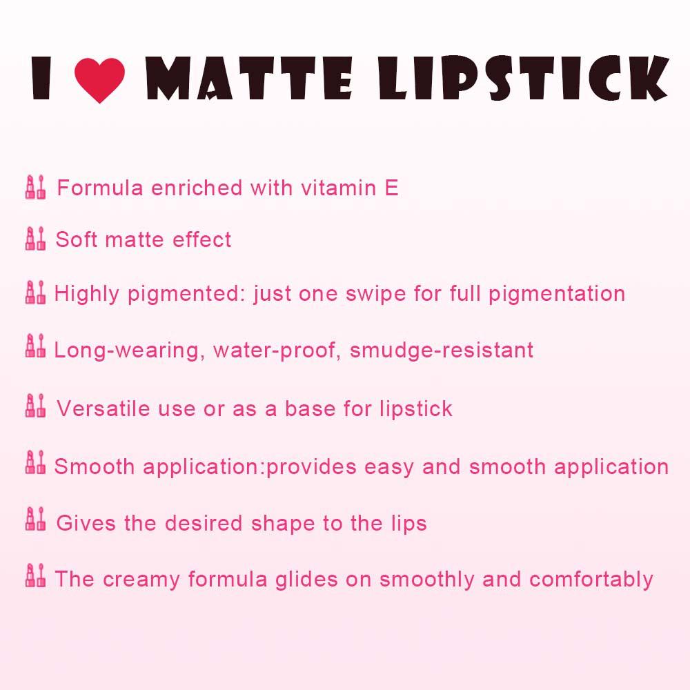 Three-in-One Matte Lipstick Set: Lipstick, Lip Liner, and Moisturizing Lip Gloss