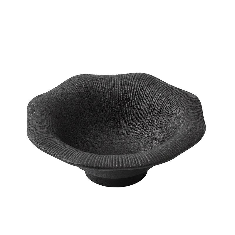Irregular Western steak plate, ceramic black and white creative tableware plate with artistic conception