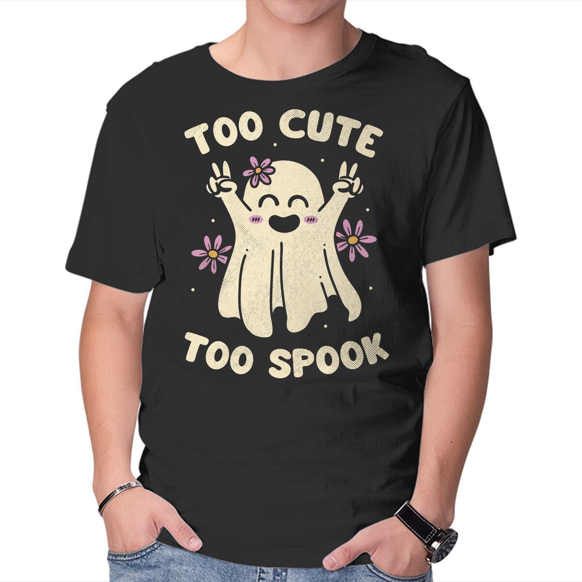 Unisex Crew Neck T-Shirt Too Cute Too Spook Graphic Short Sleeve Casual Tee XL