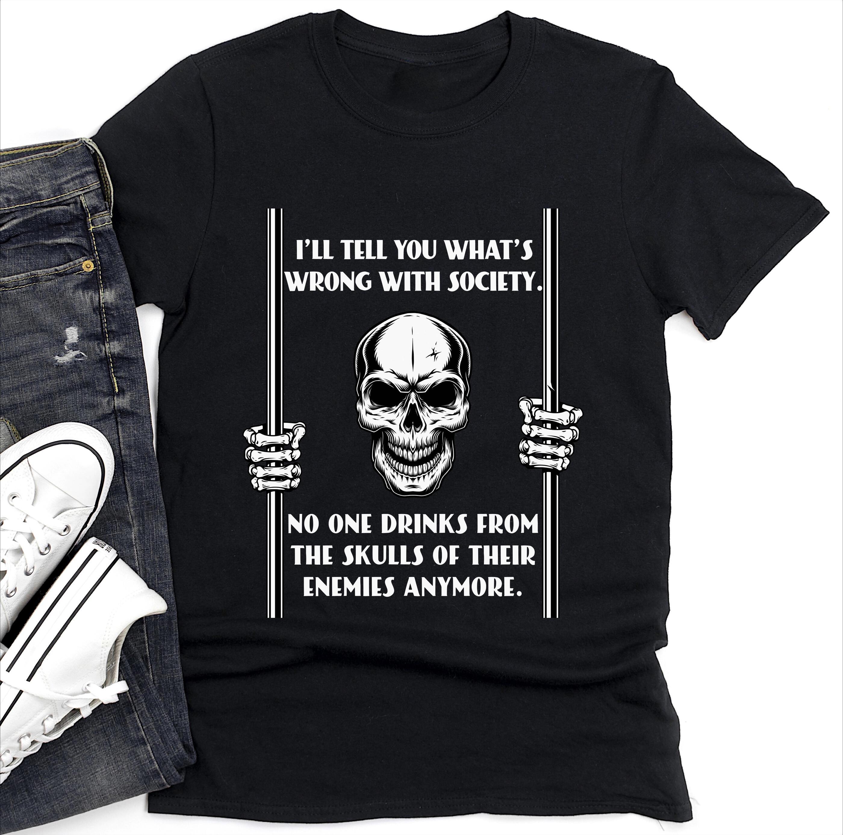 Sarcastic Drinks From The Skulls of Their Enemies TShirt Summer Mens Tracksuit Shortsleeved Tops Casual Cotton Sportswear M