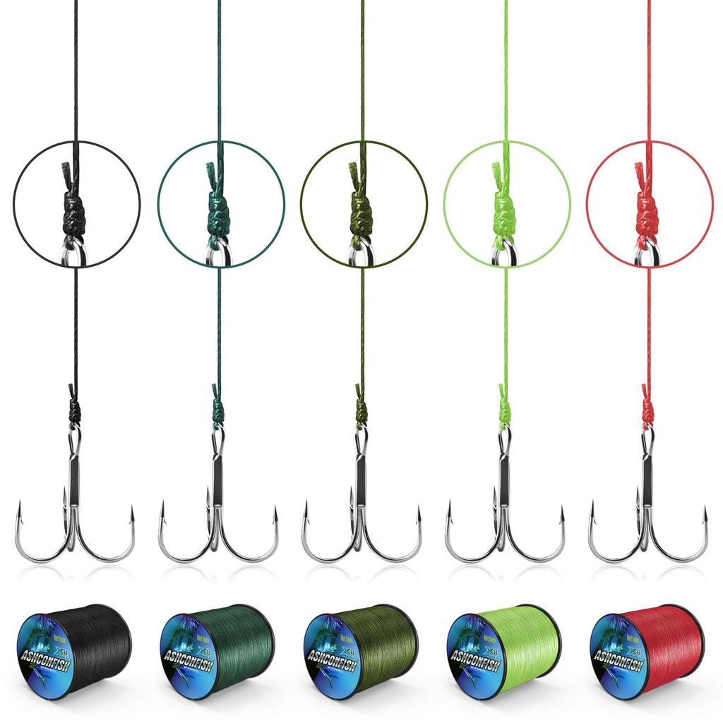 Ashconfish PE Fishing Line, 8-Strand, 1000m, Strong, High Sensitivity, Abrasion Resistant, Low Stretch, Red, Colorfast