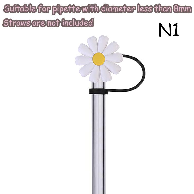8Mm Macaron Kleine Blume Strohhalm Kappe Staubschutz Silikonabdichtung Wiederverwendbare Cartoon Strohhalm Kappe