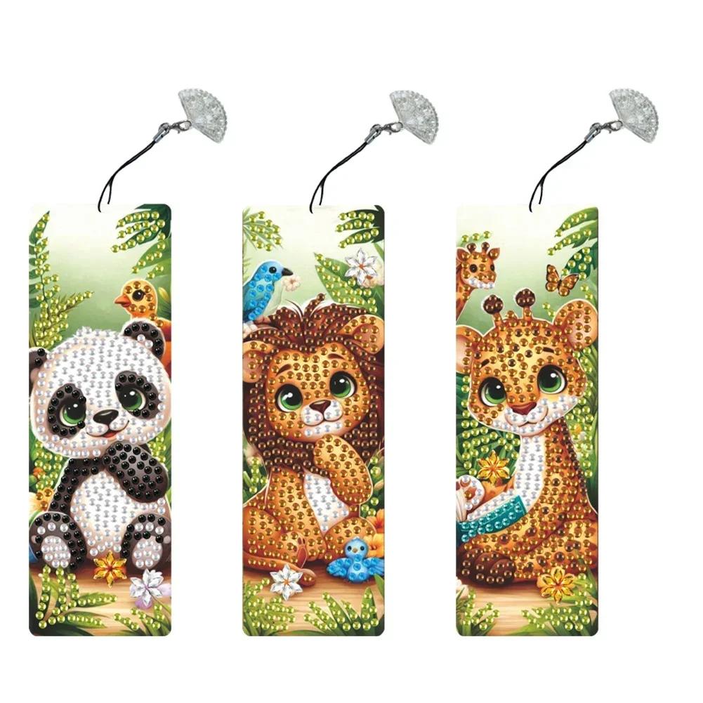 3Pcs Special Shape Flower Diamond Bookmark Art Projects Diamond Painting Bookmark Making Kit Diamond Art Bookmark with Pendant