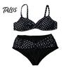 Vintage Style Swimsuit 2Pcs/Set Plus Size Bikini Set, Cross-Chest V-Neck Bra with Built-In Support, Photogenic Beach Outfit High-Waisted Twist