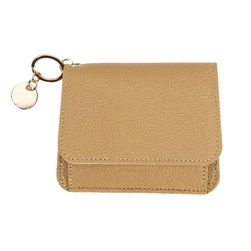 Ladies' Simple PU Leather Mini Zip Around Wallet Solid Color Slim Card Holder Coin Purse with RFID Blocking