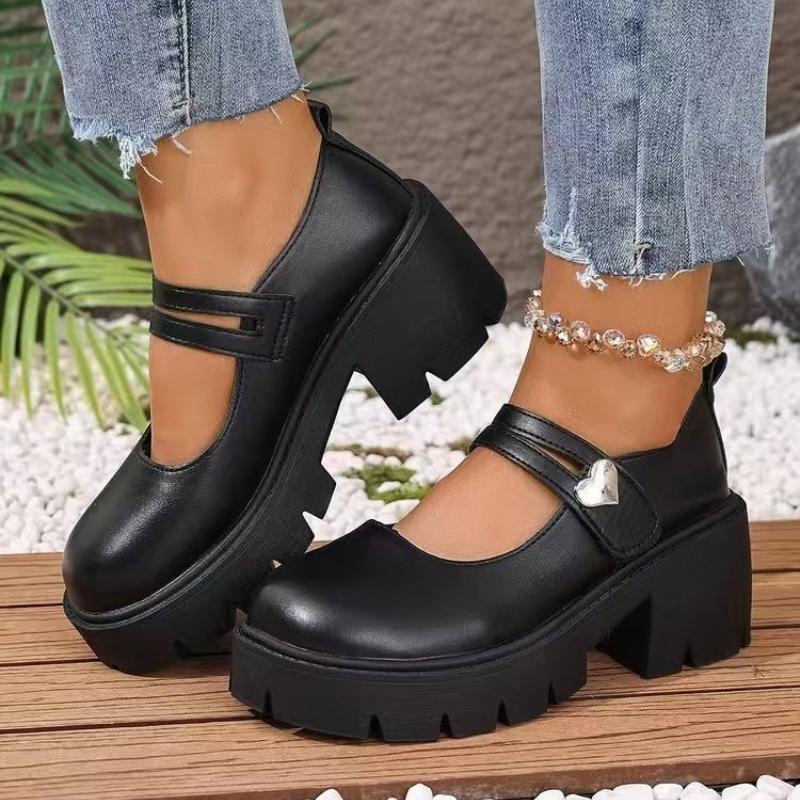 2026 Retro Patent Leather Women's Platform Mary Jane Shoes Summer Fashion High Heel Comfortable Shallow Office Low Top Shoes.