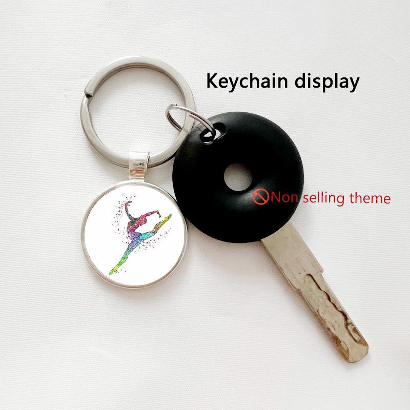Rhythmic Gymnastics Time Gem Keychain Pendant - Alloy Keyring Ornament Gift