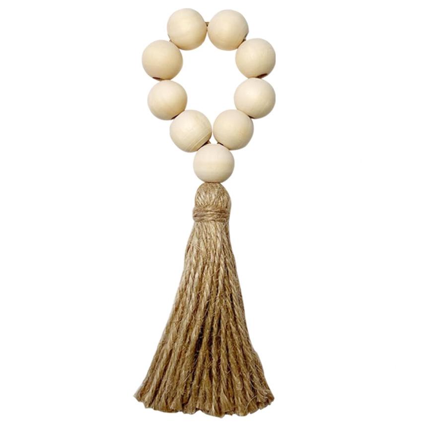 Handmade Wooden Bead Tassel Rope Decor