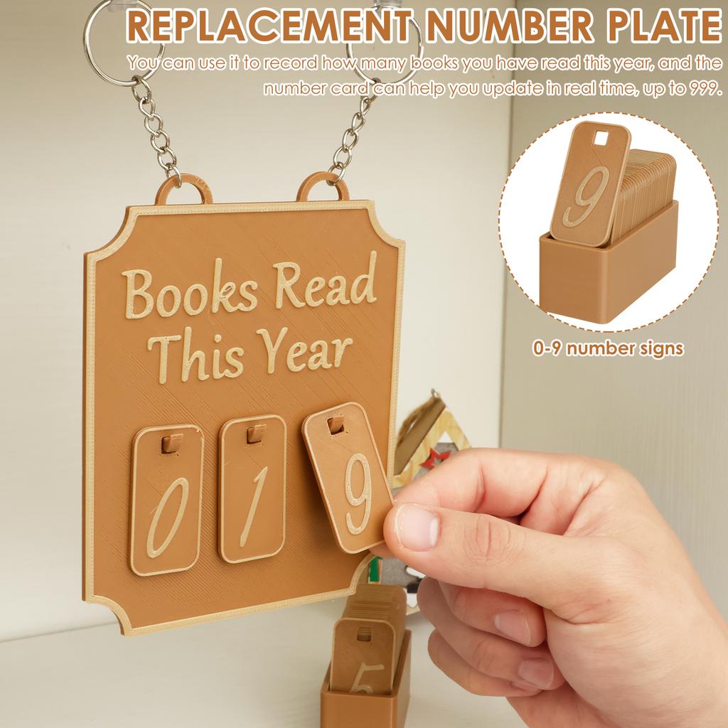 Books Read This Year Counter Sign Hanging Bookshelf Decor Plastic Bookish Enduring Counters for Library Home Book Lovers
